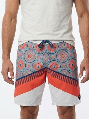 O’NEILL | Hyperfreak Blue Orange Gray Printed Swim Board Shorts Men’s Size 36